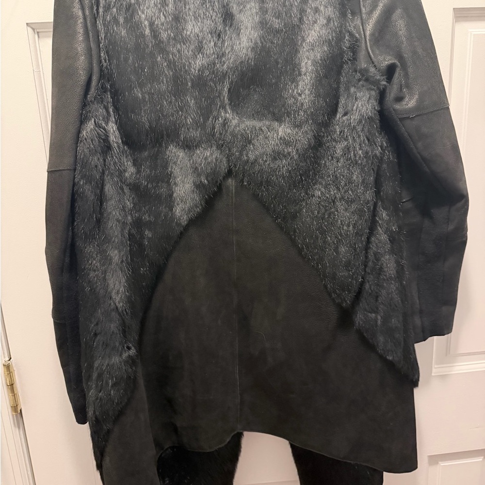 Helmut Lang Black Fur Asymmetrical Coat - Picture 6 of 10